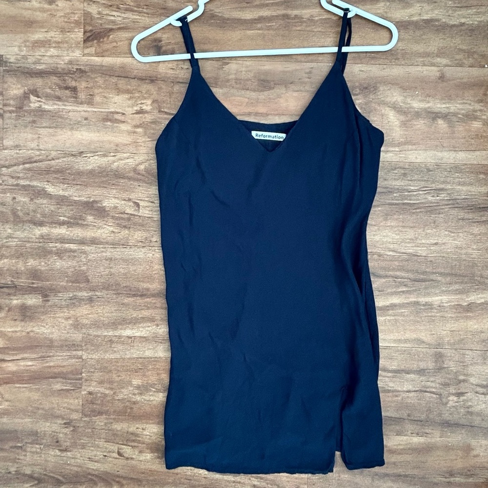 Reformation Dark blue mini slip dress